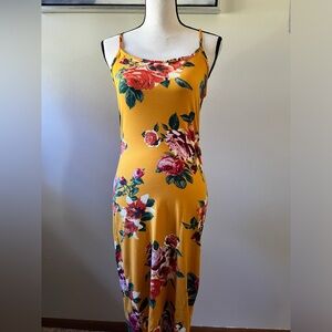 Fashion Nova Women’s Yellow Floral Maxi Dress Size L